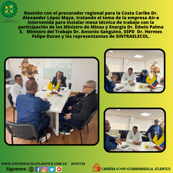 COMUNICADO Reunión con el procurador regional para la Costa Caribe Dr. Alexander López Maya